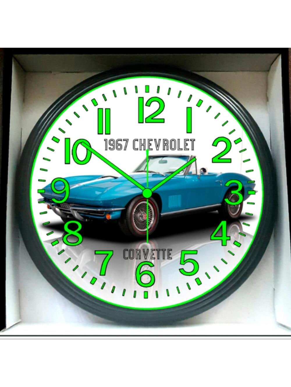 1967 Chevy Chevrolet Corvette Glow In The Dark Wall Clock New!